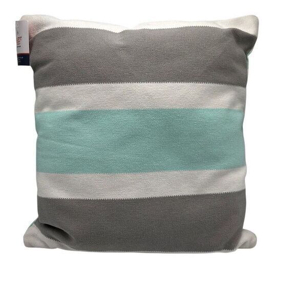 Jonathan Adler Happy Chic Decorative Throw Pillow Teal/White/Tan 20” X 20” - Picture 1 of 9